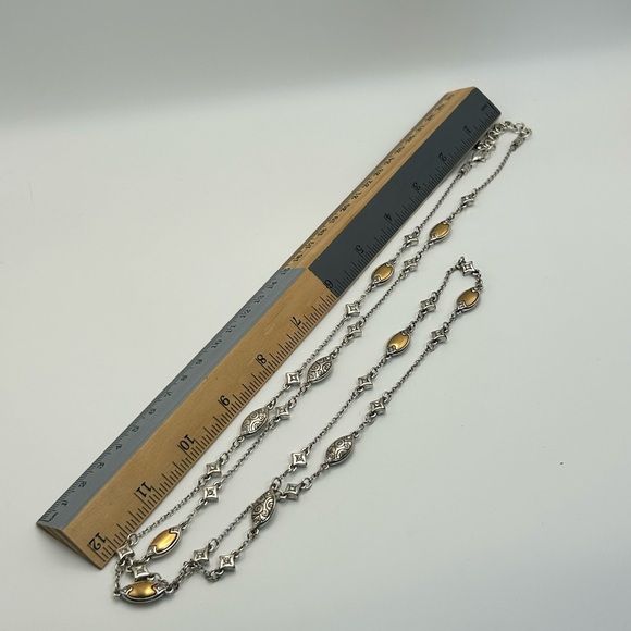 Brighton Wiltern Long Necklace & Earrings Set Two-tone 43" Gold Silver Plated - Picture 10 of 14